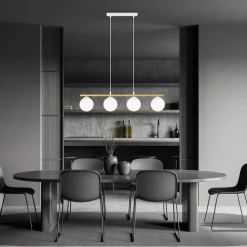 Hängeleuchte E14 Weiß Gold Kugelschirm Glas Metall