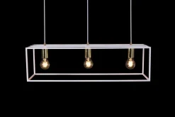 Hängeleuchte eckig Retro Weiß verstellbar 3x E27 Metall