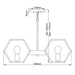 Hängeleuchte Esstisch Metall 63,6 cm breit H: max. 115,4 cm