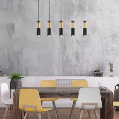 Hängeleuchte 5-flammig B: 93,5 cm Schwarz Bernstein GU10