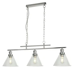 Hängeleuchte 3-flammig Chrom Klar E27 Vintage Design