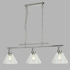 Hängeleuchte 3-flammig Chrom Klar E27 Vintage Design