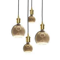 Hängeleuchte 4-flammig E27 D: 40 cm Messing Eisen