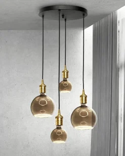 Hängeleuchte 4-flammig E27 D: 40 cm Messing Eisen