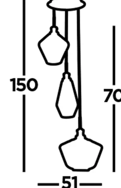 Hängeleuchte 3-flammig E27 in Messing Antik Champagner