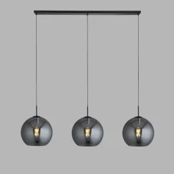 Hängeleuchte 3-flammig E27 Schwarz Rauchgrau B: 146 cm