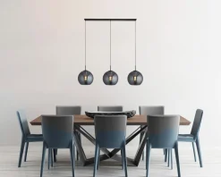 Hängeleuchte 3-flammig E27 Schwarz Rauchgrau B: 146 cm