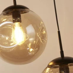 Hängeleuchte 5-flammig E27 Schwarz Champagner