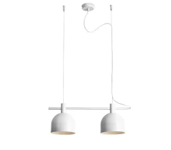 Hängeleuchte 2-flammig E27 Weiß Metall länglich