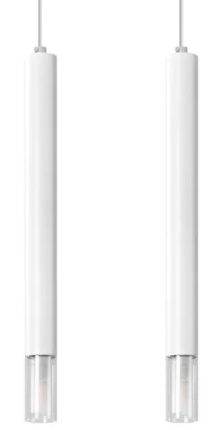 Hängeleuchte 2-flammig G9 Weiß Metall Glas Modern