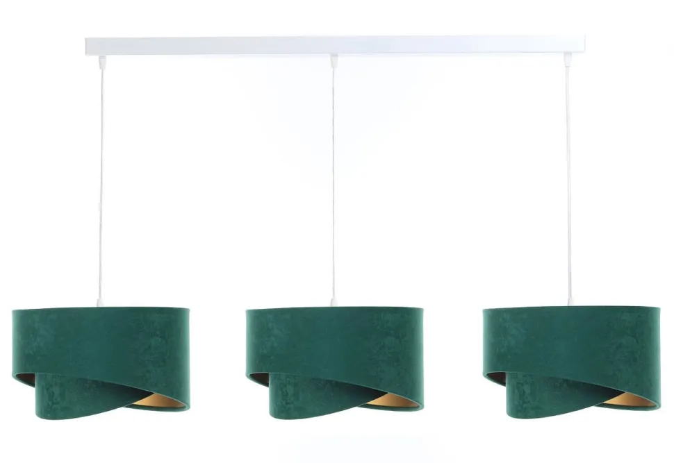 Hängeleuchte 3-flammig Grün Gold E27 Stoff Velours Optik