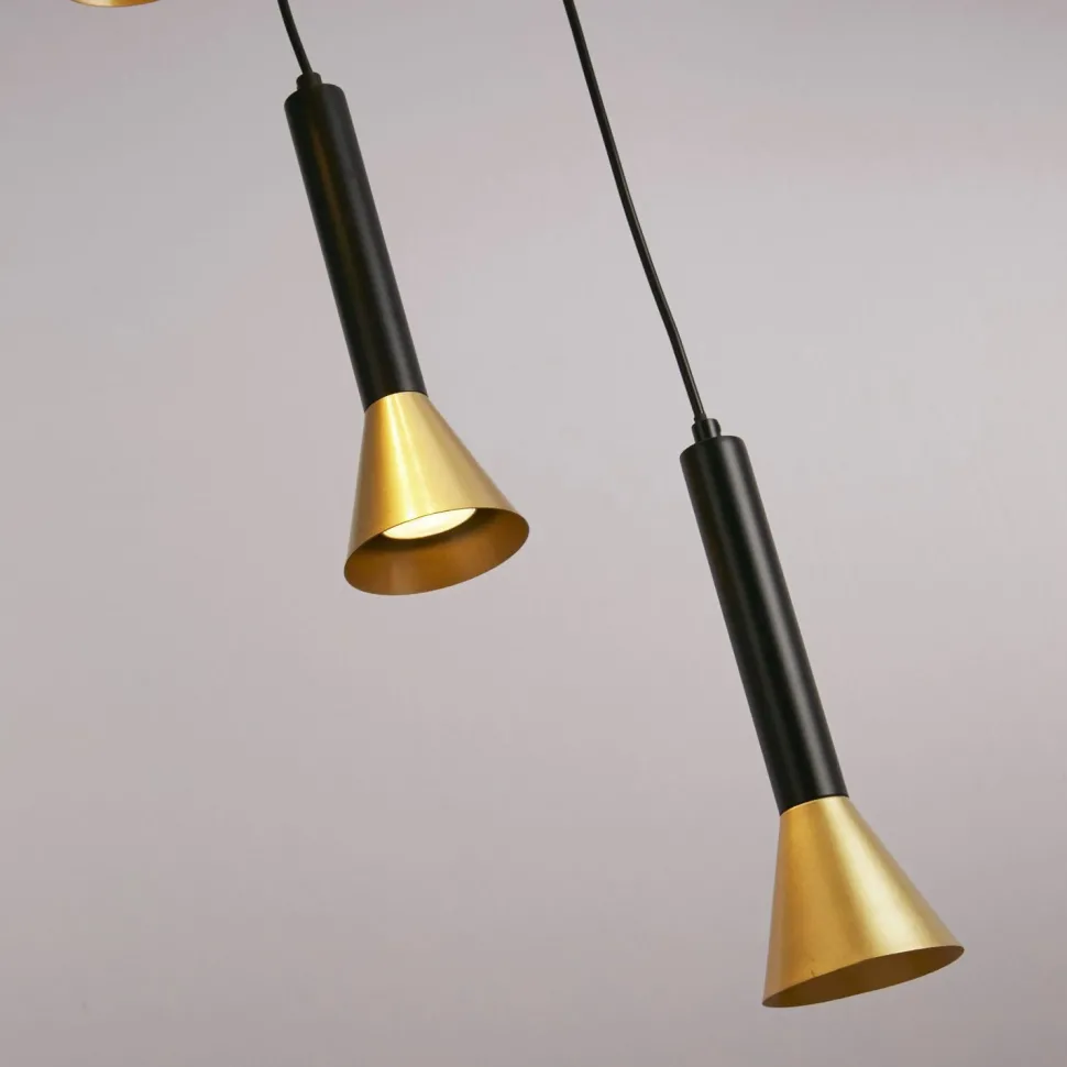 Hängeleuchte 5-flammig GU10 Ø 37 cm in Schwarz Gold