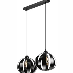 Hängeleuchte 2-flammig höhenverstellbar Metall Schwarz E27