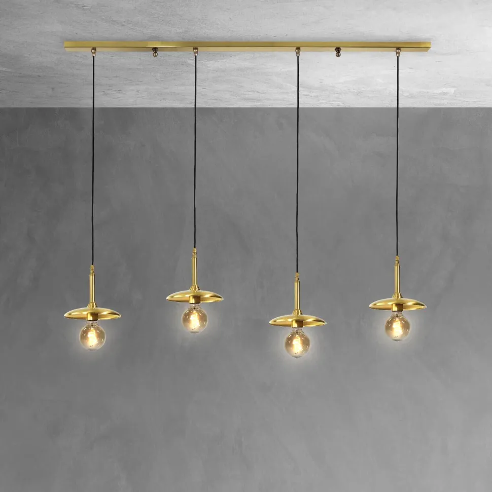 Hängeleuchte 4-flammig in Bronze hell E27 Echt-Messing