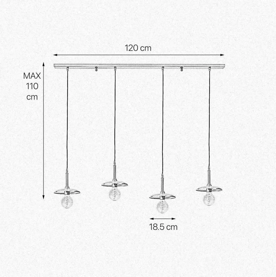 Hängeleuchte 4-flammig in Bronze hell E27 Echt-Messing