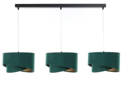 Hängeleuchte 3-flammig in Schwarz Grün Gold E27 Velours Optik