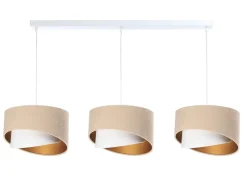 Hängeleuchte 3-flammig in Weiß Beige Gold E27 Stoff