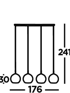 Hängeleuchte 4-flammig Schwarz Rauchgrau E27 Glas Retro