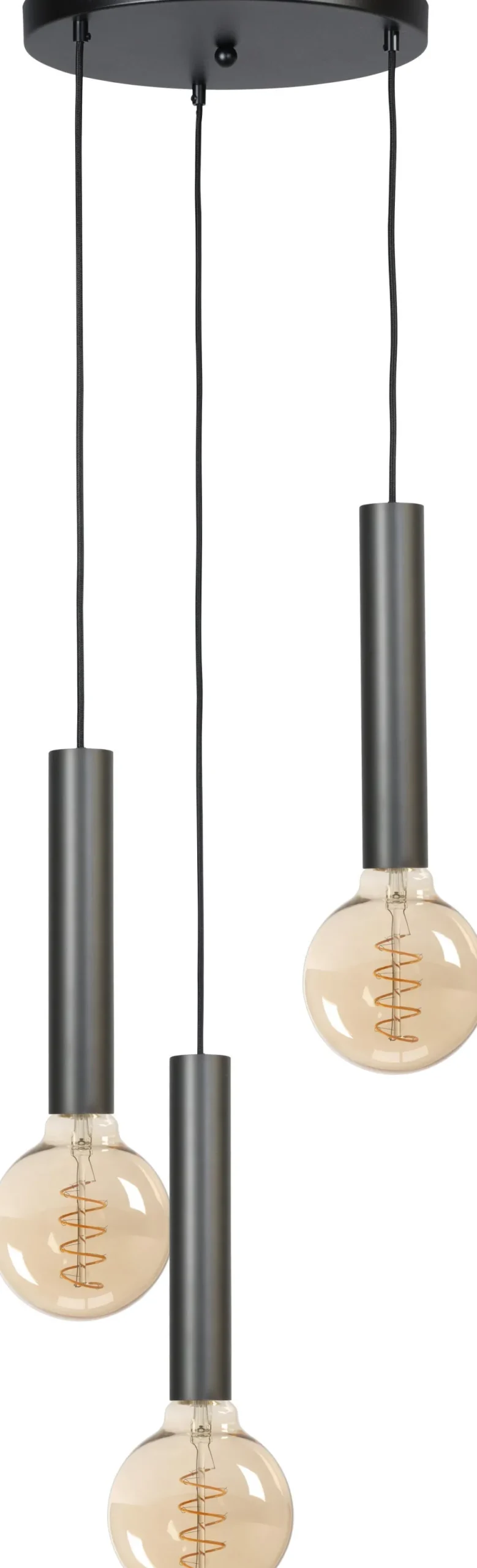 Hängeleuchte 3-flammig Schwarz Metall verstellbar für E27