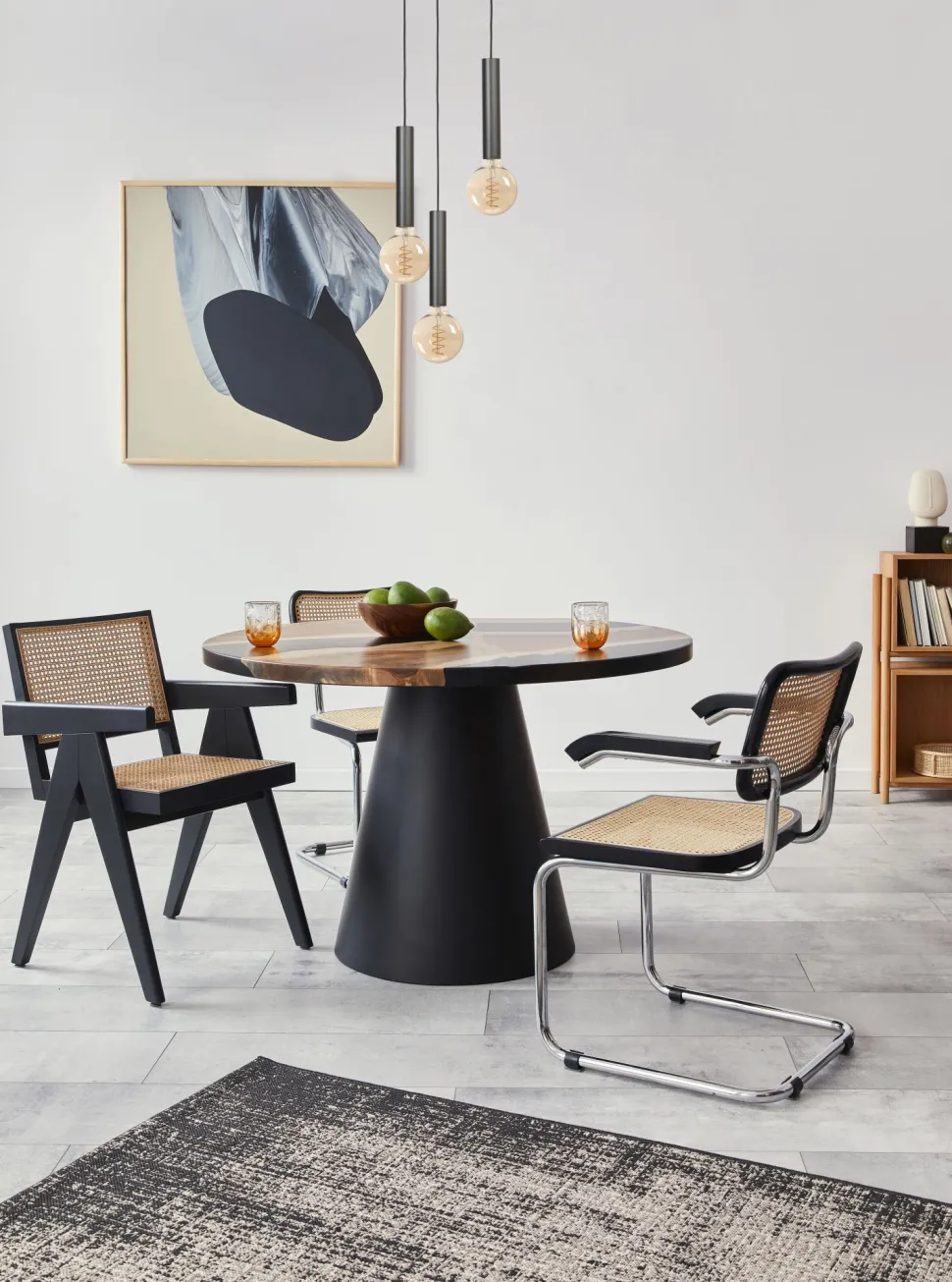 Hängeleuchte 3-flammig Schwarz Metall verstellbar für E27