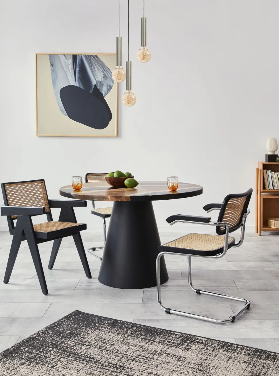 Hängeleuchte 3-flammig Schwarz Nickel für E27 ESJA