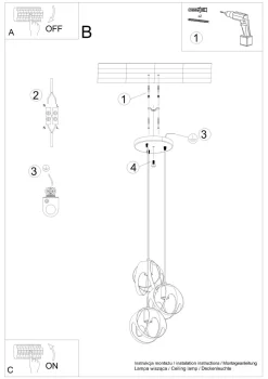 Hängeleuchte 3-flammig Weiß Metall verstellbar E27