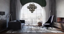 Hängeleuchte Glas Ø 41 cm 17x G9 Rauchgrau Chrom dekorativ