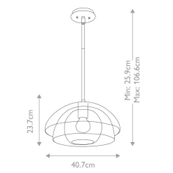 Hängeleuchte Glas D: 40,7 cm H: max. 106,6 cm verstellbar
