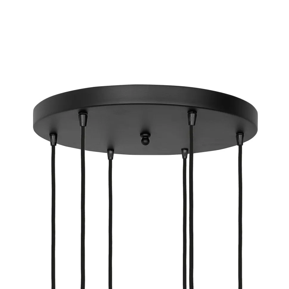 Hängeleuchte Glas Messing Eisen 48,5 cm 6x E27 Weiß Schwarz