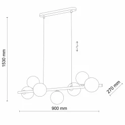 Hängeleuchte Glas Metall 116 cm breit Schwarz Graphit