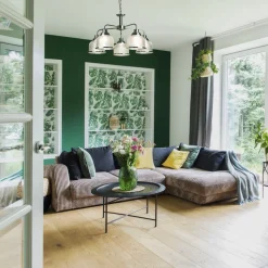 Hängeleuchte Glas Metall Ø 58 cm in Silber Klar 5x E27