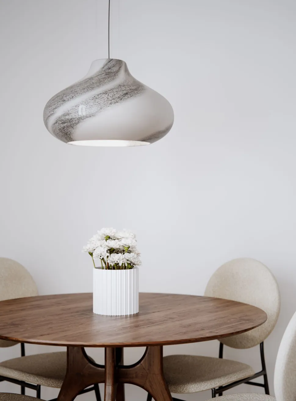 Hängeleuchte Glas Metall E27 44,5 cm breit marmoriert