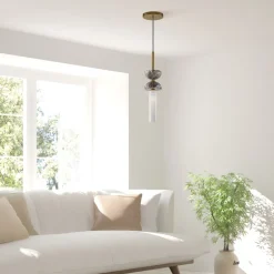 Hängeleuchte Glas Metall G9 rund D: 10 cm Modern