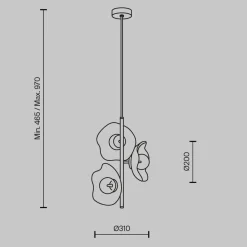 Hängeleuchte Glas Metall G9 H: max. 97 cm in Messing