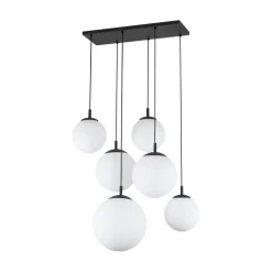 Hängeleuchte Glas Metall L: 77 cm H: max. 140 cm 6x E27