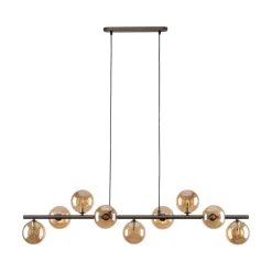 Hängeleuchte Glas Metall L: 116 cm Braun Bernstein 9x G9