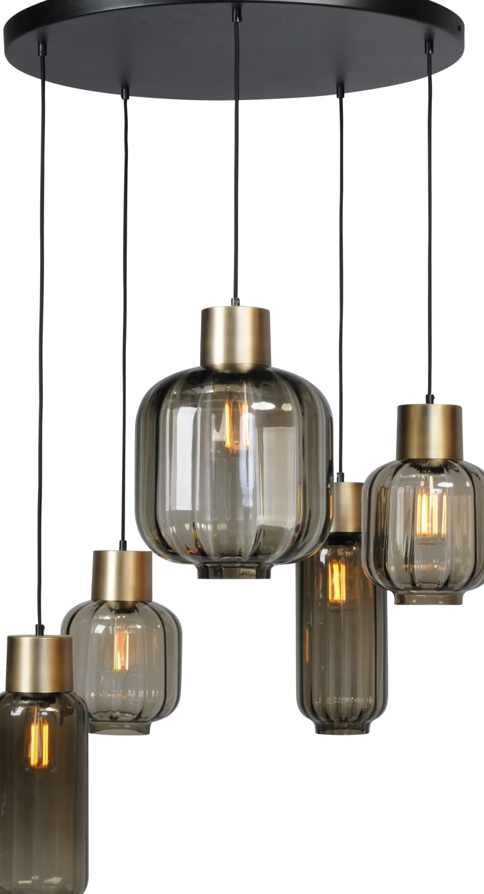 Hängeleuchte Glas Metall Schwarz Gold Esszimmer