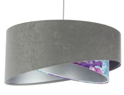Hängeleuchte Grau Lila Silber Ø 50 cm Velours Optik Stoff