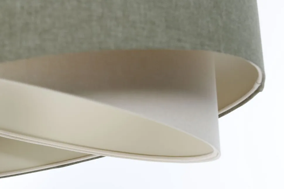 Hängeleuchte Grün Creme E27 rund D: 60 cm Stoff Modern