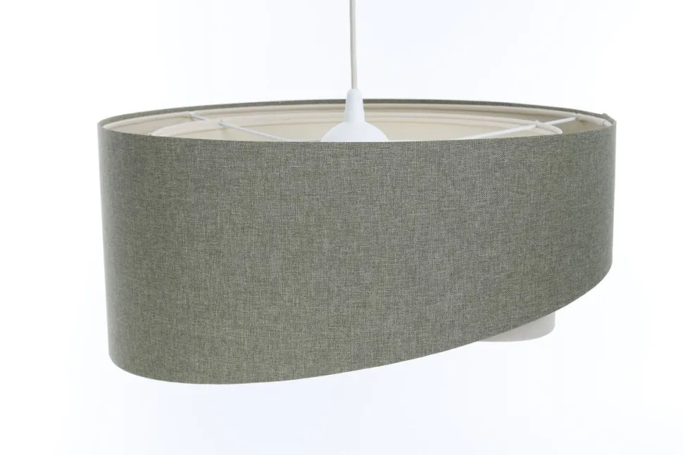 Hängeleuchte Grün Creme E27 rund D: 60 cm Stoff Modern