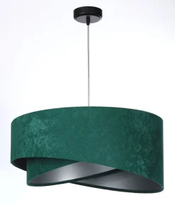 Hängeleuchte Grün Silber E27 rund Ø 50 cm Velours Optik