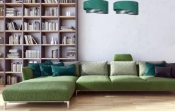 Hängeleuchte Grün Silber E27 rund Ø 50 cm Velours Optik