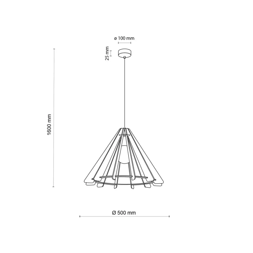 Hängeleuchte Holz E27 Ø 50 cm H: max. 160 cm verstellbar