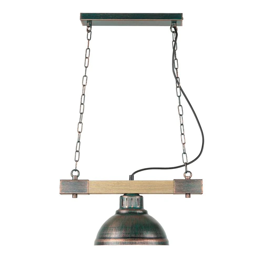 Hängeleuchte Holz Metall E27 in Kupfer Antik HAKON