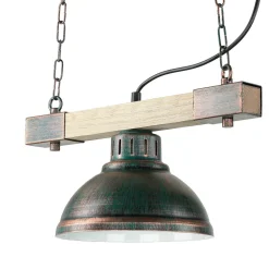 Hängeleuchte Holz Metall E27 in Kupfer Antik HAKON