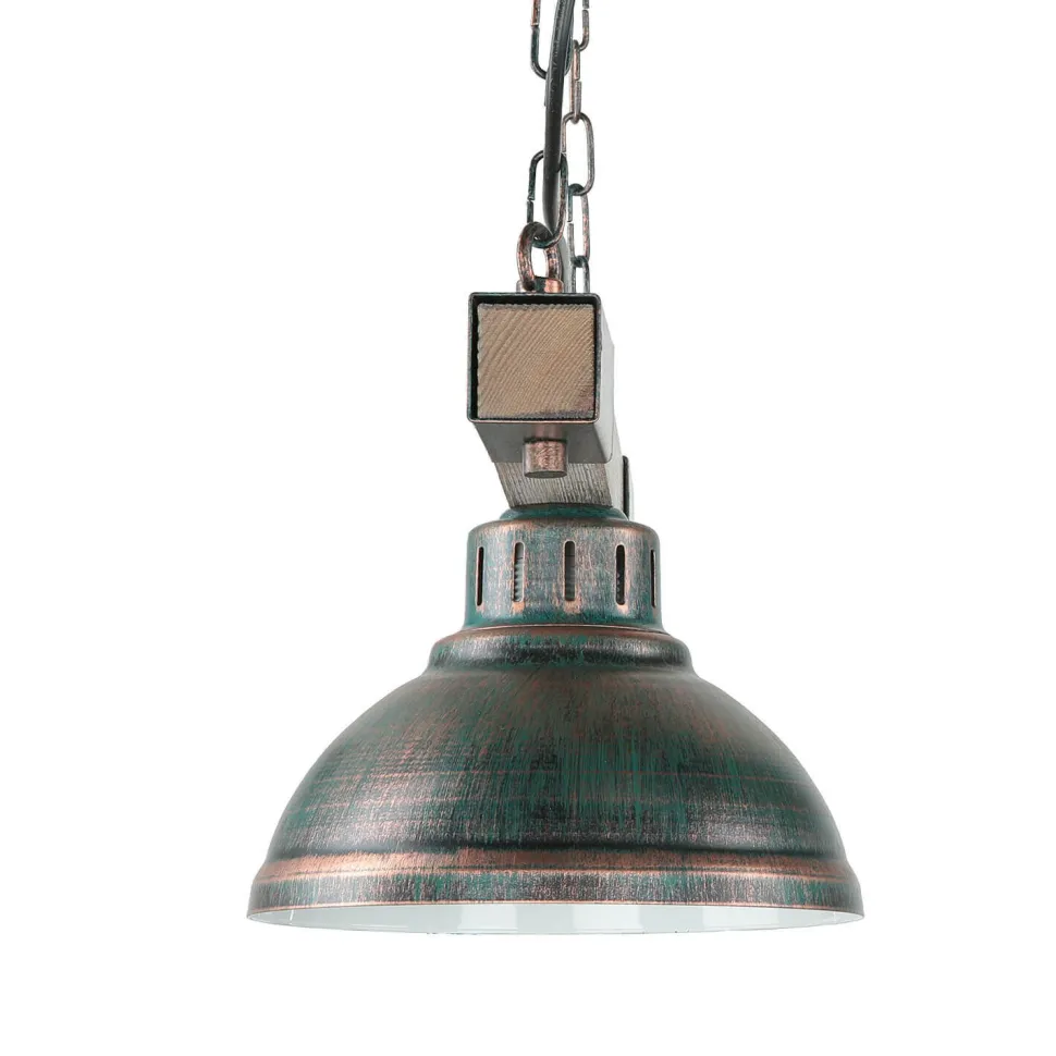 Hängeleuchte Holz Metall E27 in Kupfer Antik HAKON