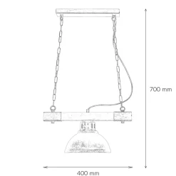 Hängeleuchte Holz Metall E27 in Kupfer Antik HAKON