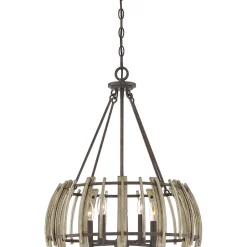 Hängeleuchte Holz Metall in Natur Schwarz antik Ø52cm