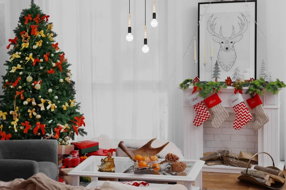 Hängeleuchte Holz Metall Schwarz E27 3-flammig wohnlich