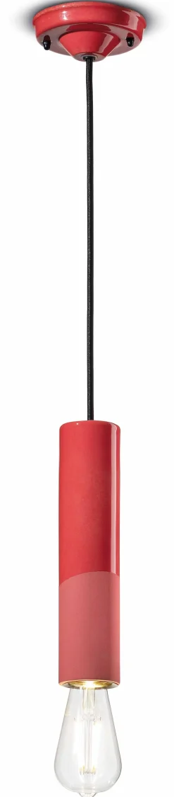 Hängeleuchte Keramik E27 rund D: 5,5 cm Koralle ENRICO